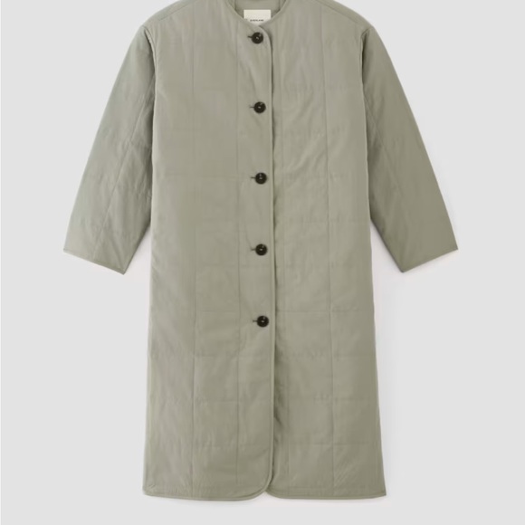 NWT Everlane Women's Sage Green Quilted Long Coat - Picture 4 of 9